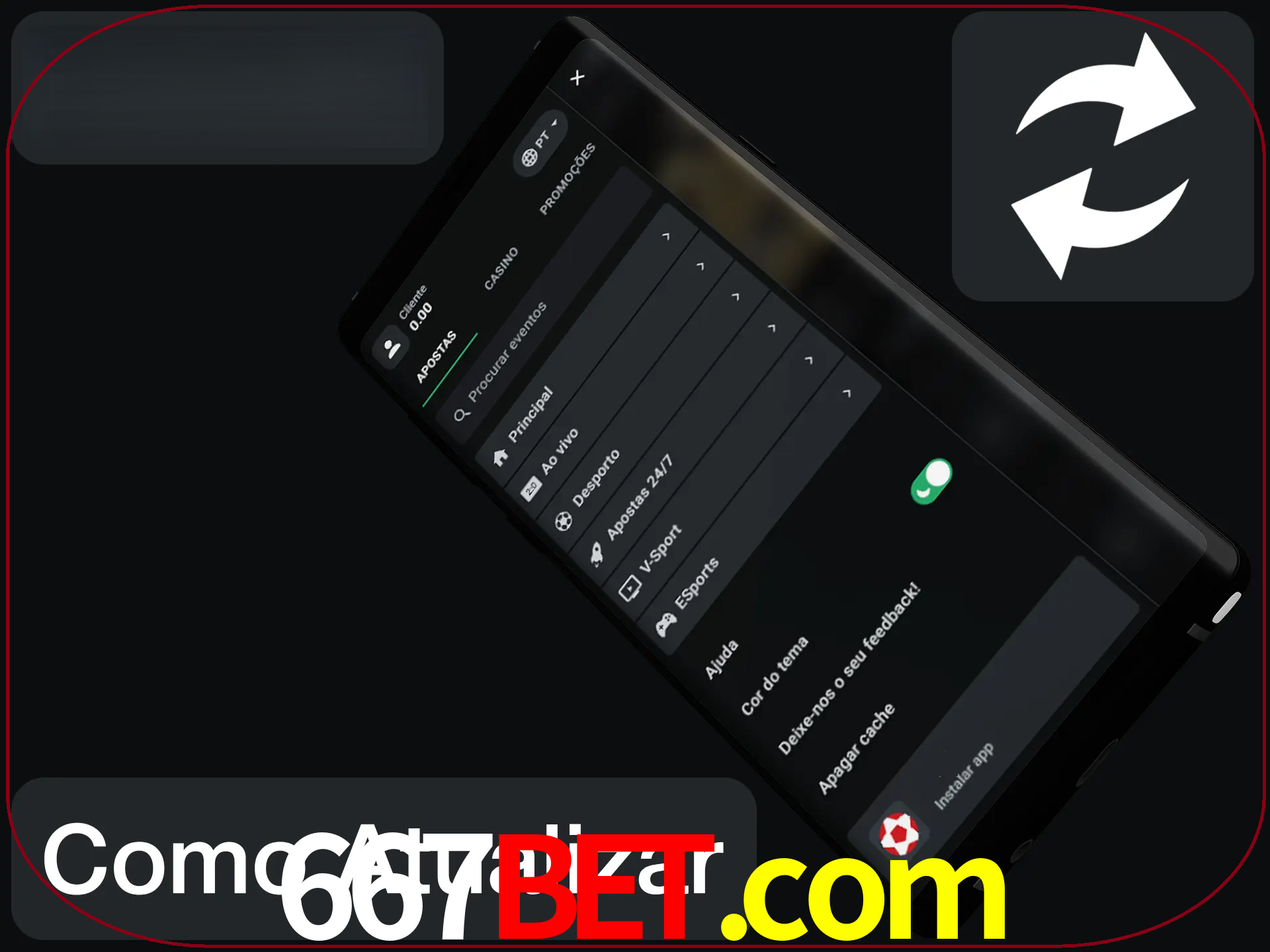 O aplicativo é atualizado automaticamente quando você faz o login.